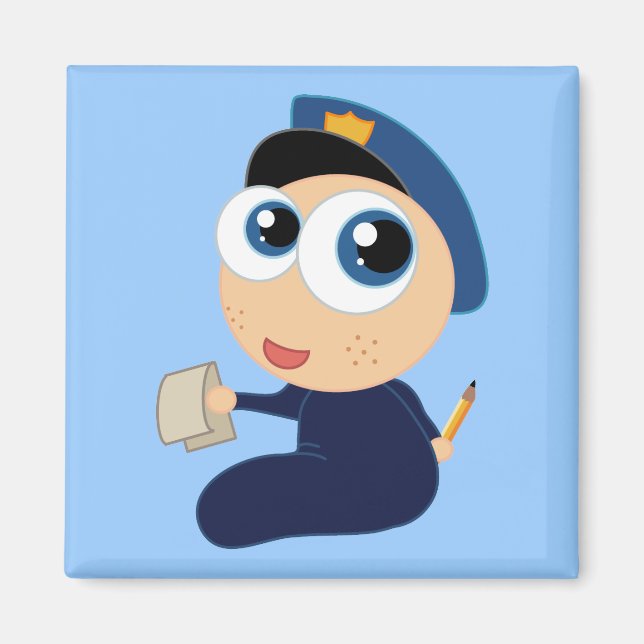 Baby Policeman Tecknad Magnet (Framsidan)