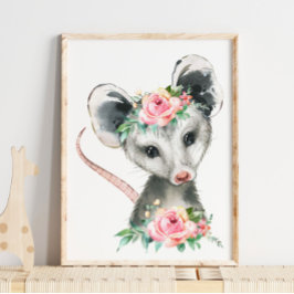 Baby Possum Woodland Animal Nursery | Utskrift av  Poster