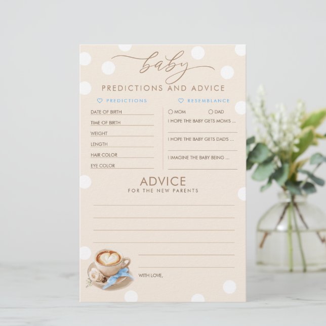 Baby Predictions and Advice Baby Shower Game (Stående Fram)