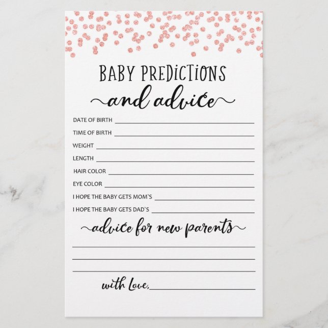 Baby Predictions and Advice Baby Shower Party-spel (Framsida)