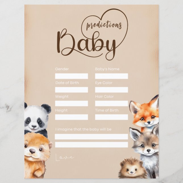 Baby Predictions Card Baby Shower-spel (Framsida)