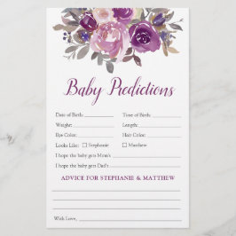 Baby Predictions Mauve Lila Baby Shower Game