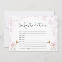 Baby Predictions Rosa Toile Baby Shower Game