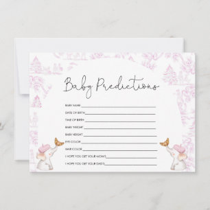 Baby Predictions Rosa Toile Baby Shower Game Inbjudningar