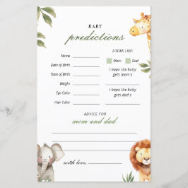 Baby Predictions Safari Animals Baby Shower Game