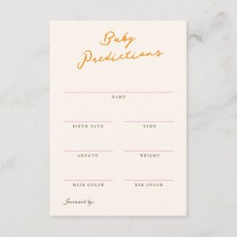 Baby Predictions Shower Game Card Anteckningskort