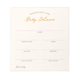 Baby Predictions Shower Guessing Game Anteckningsblock