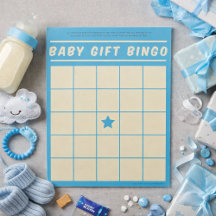 Baby Present Bingo Baby Shower Lek Blå Notepad