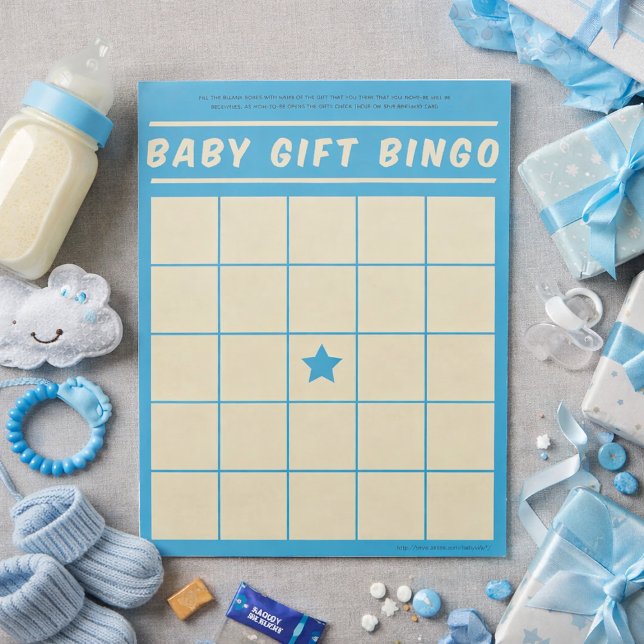 Baby Present Bingo Baby Shower Lek Blå Notepad Anteckningsblock (Skapare uppladdad)