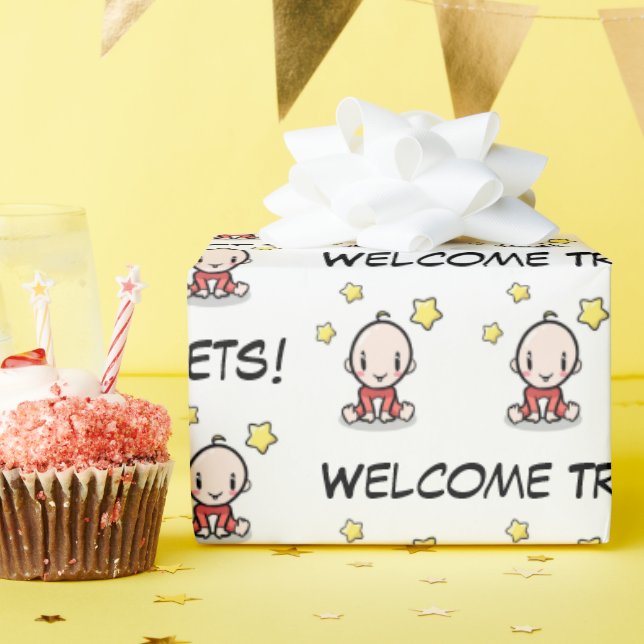 baby-presentfigursättning för triplets, omslutning presentpapper (Födelsedagsfest)