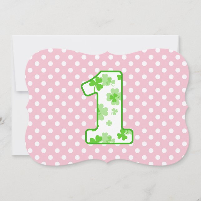 Baby pricker den 1st shamrocken för namn för inbjudningar (Framsida)