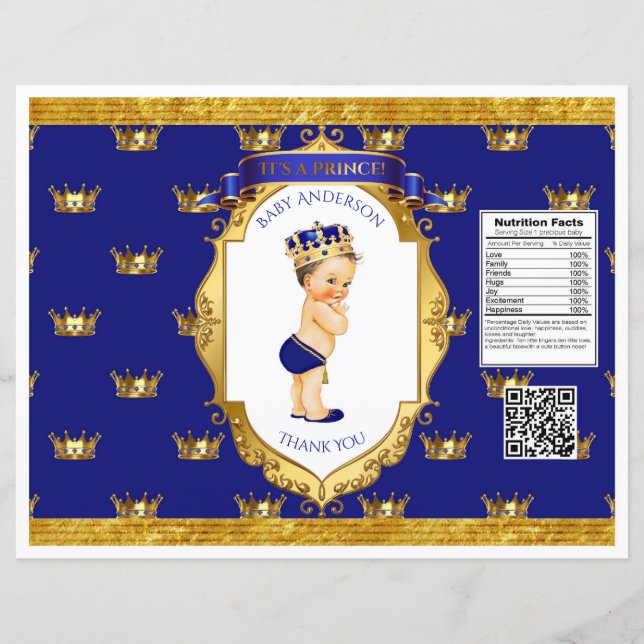 Baby Prince Royal Blå Guld Chipspåse Omslag (Framsida)