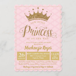 Baby Princess Guld Krona Baby Shower-inbjudan Inbjudningar