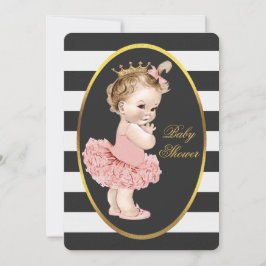 Baby Princess i Tutu Black White Rand Guld Inbjudningar