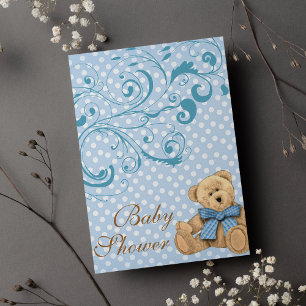 Baby-programinbjudan för Cute Blue Polka dots Inbjudningar