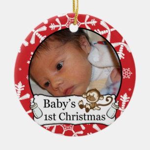 Baby prydnad för foto för 1st julafton julgransprydnad keramik