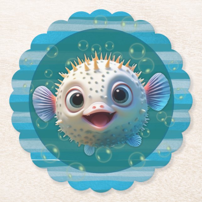 Baby Pufferfish Paper Coasters Underlägg Papper (Framsida)
