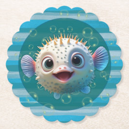 Baby Pufferfish Papperspoddar Underlägg Papper