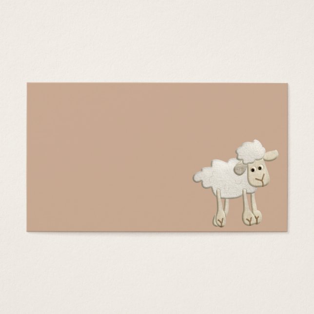 BABY PUFFY LAMB SHEEP TEXTILE ART TECKNAD CUTE LÅN VISITKORT (Framsidan)
