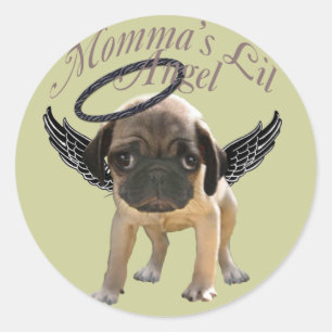 Baby Pug Angel Runt Klistermärke