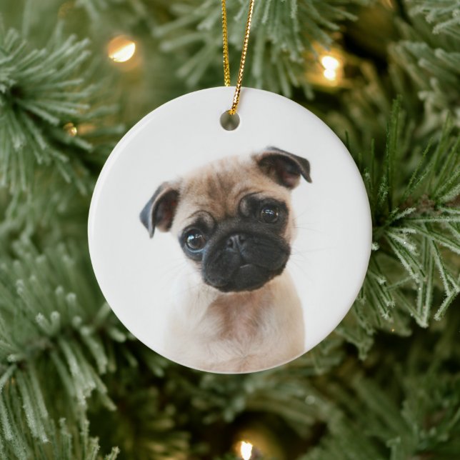 Baby Pug Porträtt Julgransprydnad Keramik (Träd)