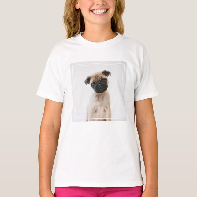 Baby Pug Porträtt T Shirt (Framsida)
