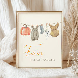 Baby Pumpkin Fall Clothes Baby Shower Favor Poster