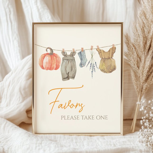 Baby Pumpkin Fall Clothes Baby Shower Favor Poster (Skapare uppladdad)