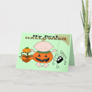Baby Pumpkin Mitt första hälsningskort för Hallowe Kort
