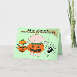 Baby Pumpkin Mitt första hälsningskort för Hallowe Kort