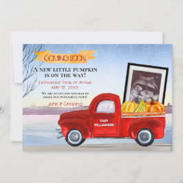 Baby Pumpkin Red Lastbil Ultrasound Gravid Meddelande