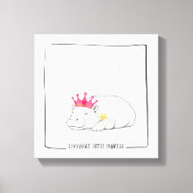 Baby Pygmé Flodhäst Prinsessa Canvas