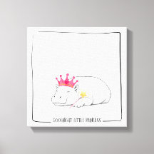Baby Pygmé Flodhäst Prinsessa -Väggkonst