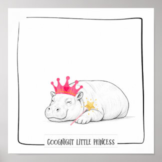 Baby Pygméflodhäst Prinsessa Affisch