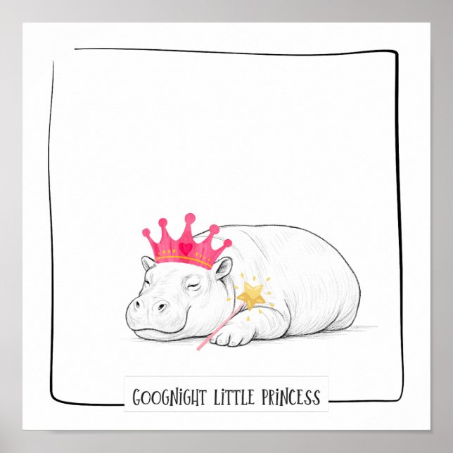 Baby Pygméflodhäst Prinsessa Affisch (Framsidan)