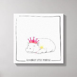 Baby Pygmy Flodhäst Prinsessa Kudd Canvastryck