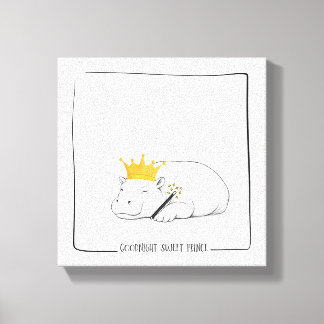 Baby Pygmy Hippo-Goodnight Sweet Prince Canvastryck
