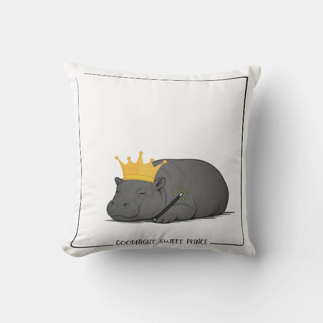 Baby Pygmy Hippo - Goodnight Sweet Prince Cushion Kudde (Framsida)