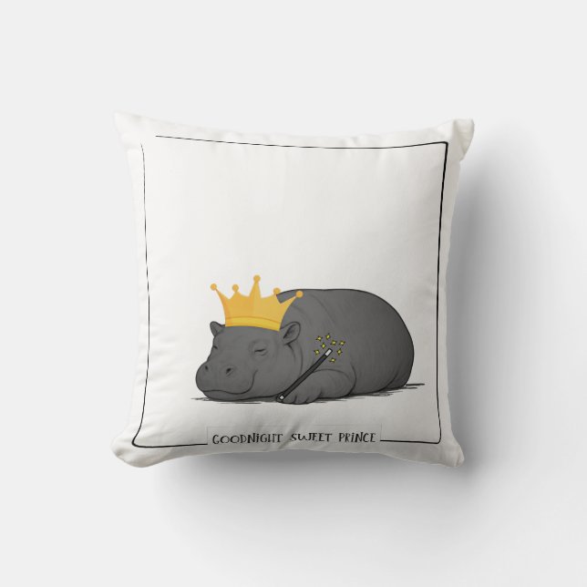 Baby Pygmy Hippo - Goodnight Sweet Prince Cushion Kudde (Framsida)