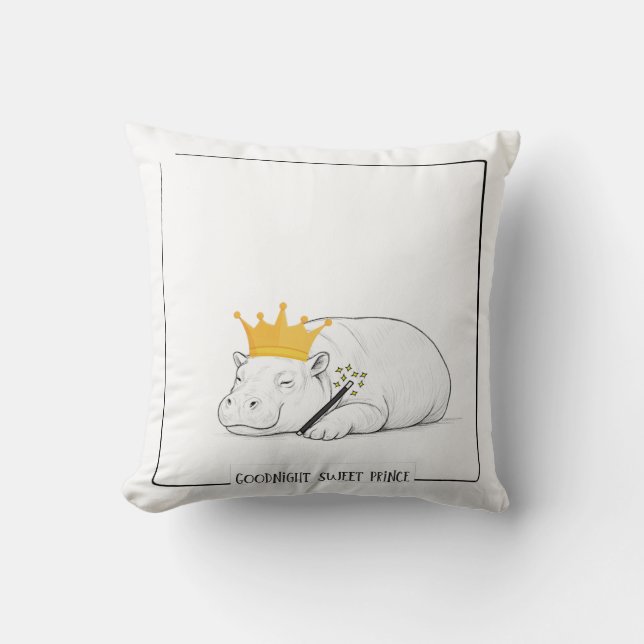 Baby Pygmy Hippo - Goodnight Sweet Prince Pillow Kudde (Framsida)