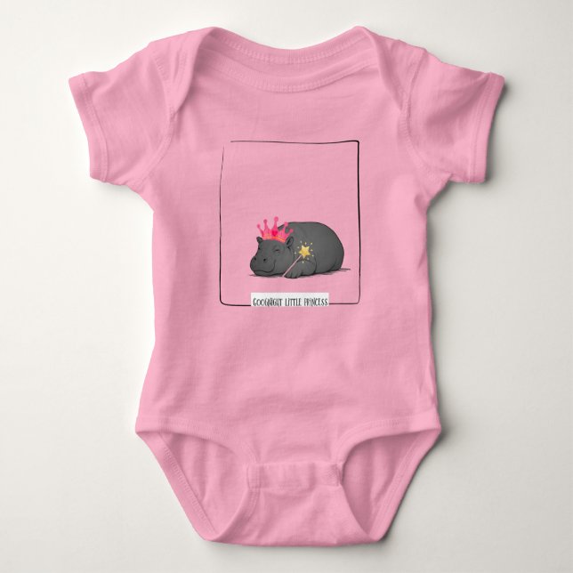 Baby Pygmy Hippo Princess Illustration T Shirt (Framsida)