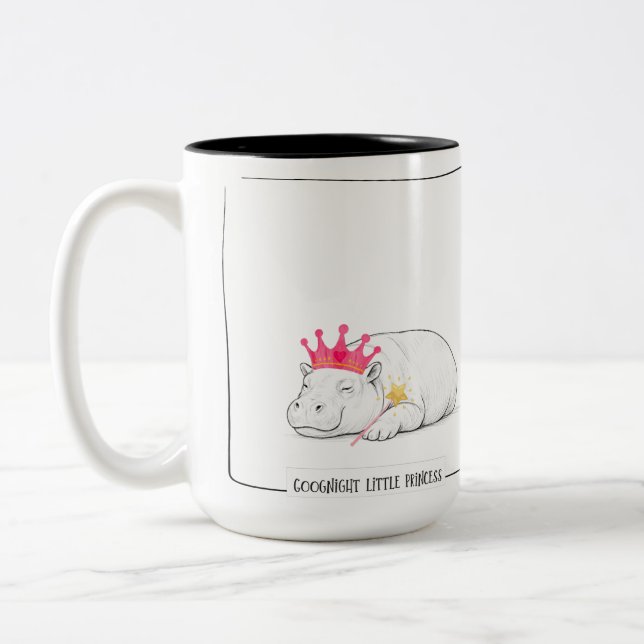 Baby Pygmy Hippo Princess Mug Två-Tonad Mugg (Vänster)
