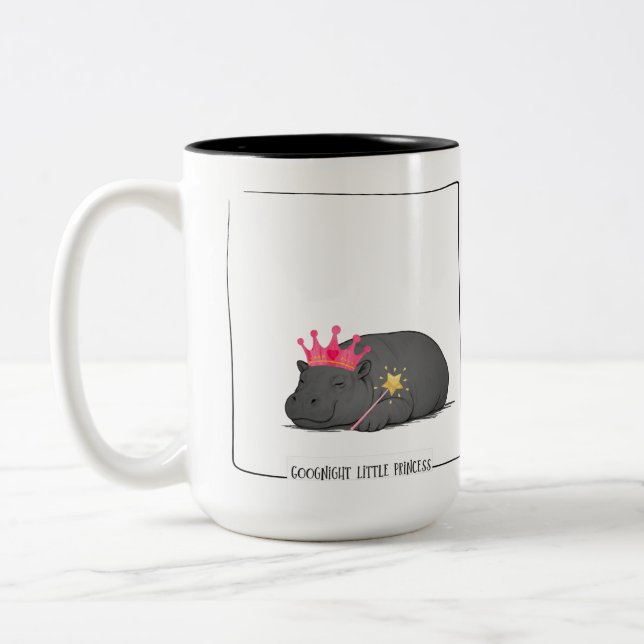 Baby Pygmy Hippo Princess Mug Två-Tonad Mugg (Vänster)
