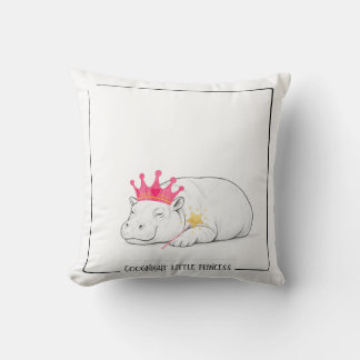 Baby Pygmy Hippo Princess Throw Pillow Kudde