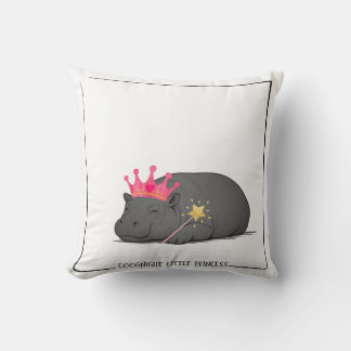 Baby Pygmy Hippo Princess Throw Pillow Kudde