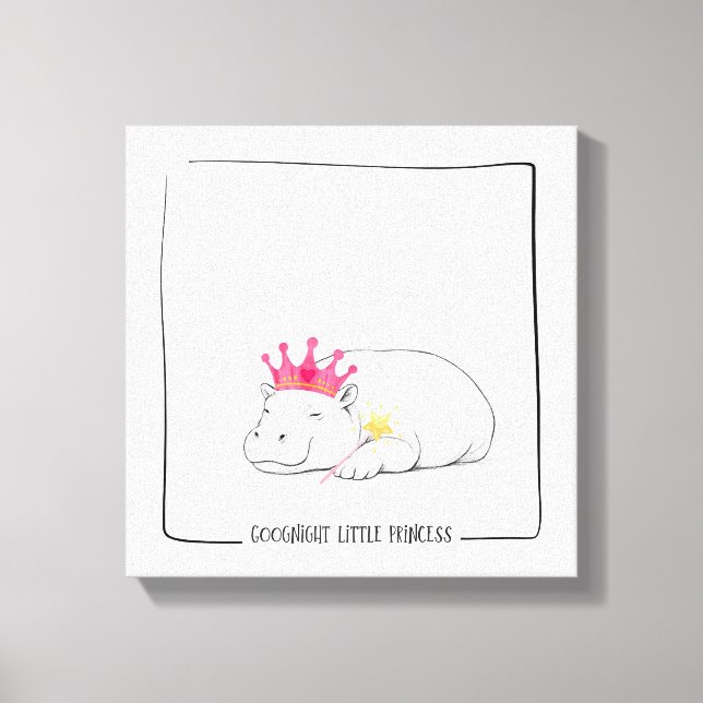 Baby Pygmy Hippo Princess Wall Canvas (Framsida)