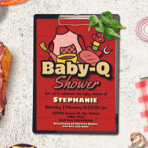 Baby-Q-baby dusch - Grillfest BBQ för baby shower Inbjudningar