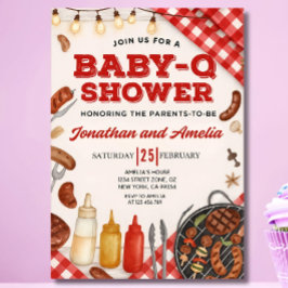 Baby-Q Baby Shower Inbjudan: Bakgårds BBQ-mall Inbjudningar