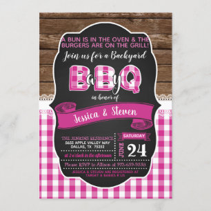 Baby Q Baby Shower-inbjudan för flicka - Mörkrosa Inbjudningar