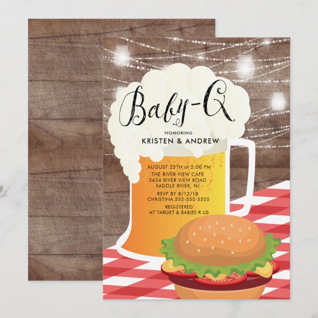 BABY - Q Baby Shower-inbjudan Inbjudningar (Fram/baksida)